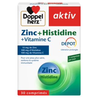 Illustration of the product packaging Doppelherz aktiv Zinc + Histidine front view